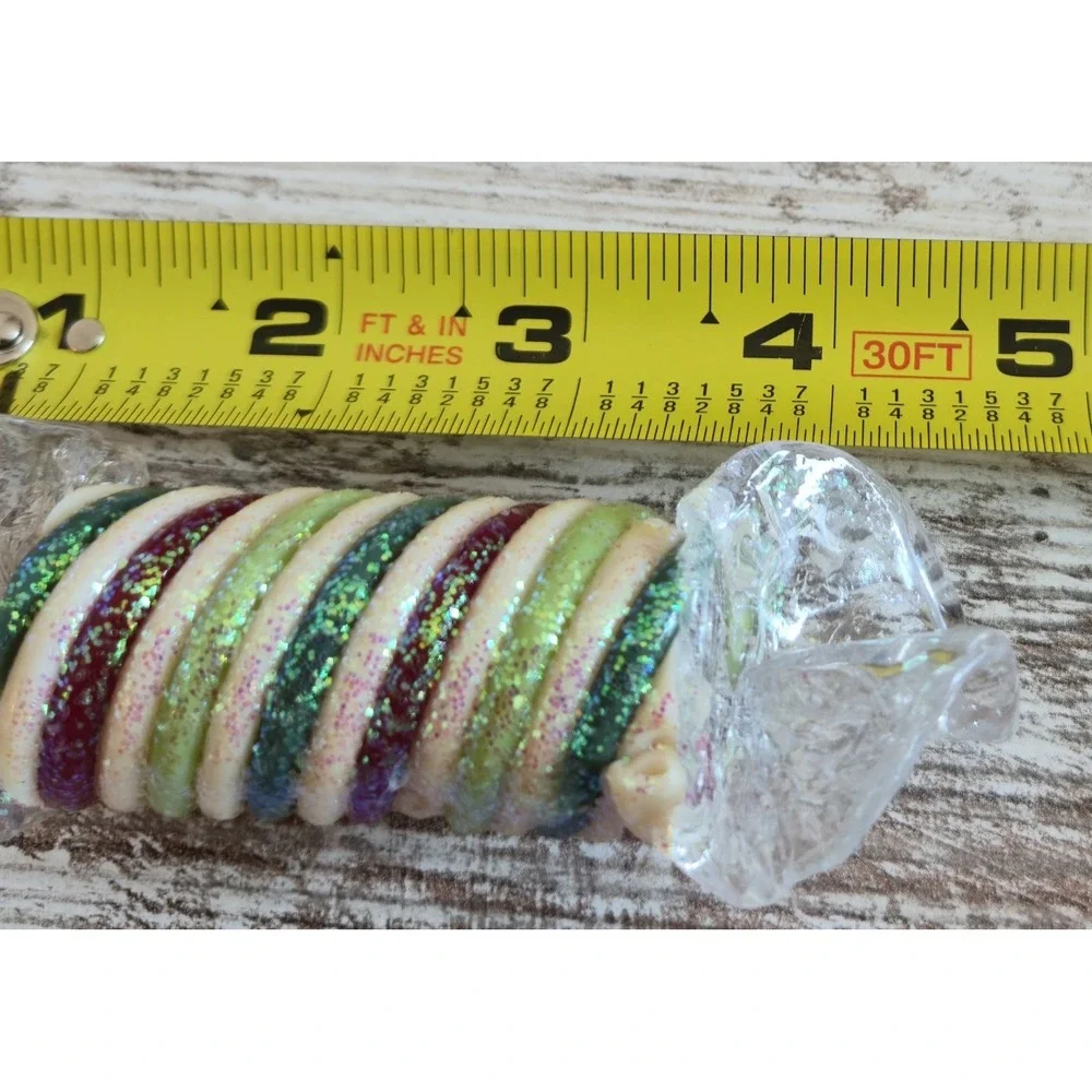 Vintage Glass Ribbon Candy Christmas Ornament Hand-Painted Glitter Blown Glass